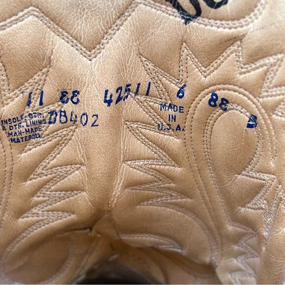 Vtg 90’s Durango Boots Men’s Size 11 EE Western Cowboy Embroidered Stitch Tan - Picture 10 of 11